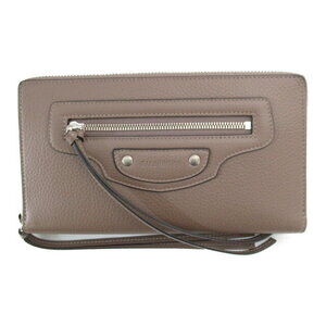 Balenciaga Round Zip Long Wallet Leather Gray Mink
